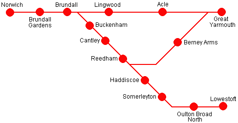 Wherry Line Ranger route map